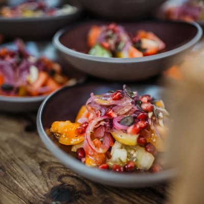 Several bowls arranged for a buffet