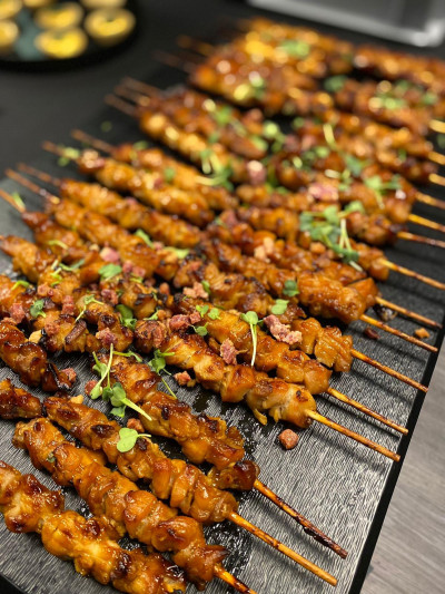 Platter of chicken skewers