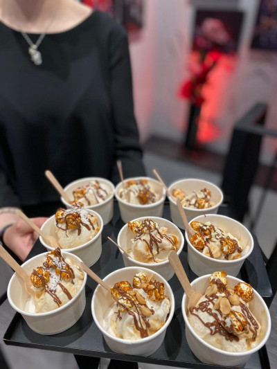 Tray of ice cream cups